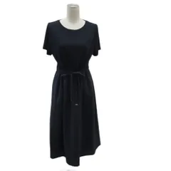 レリアン Leilian ワンピース ロング丈 11 紺 ネイビー 半袖 ドローストリングウエスト 切替 /SM39 ■GY61