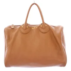 ヤングアンドオルセン YOUNG & OLSEN ボストンバッグ ハンドバッグ レザー ロゴ プリント 茶 ブラウン /BB