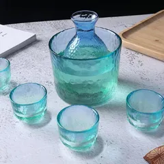 冷酒器 6点セット酒器 ガラス製 徳利 猪口 温燗 熱燗 焼酎 盃 冷酒 日本酒 清酒 とっくり 杯 食器 陶器プレゼント 酒燗器 保温器 おちょこ