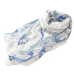 マッキントッシュ MACKINTOSH ストール 花がら 総柄 シルク混 白 ホワイト 青 ブルー /JSのサムネイル