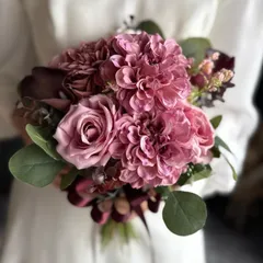 くすみピンクダリアクラッチブーケ☆ブートニア