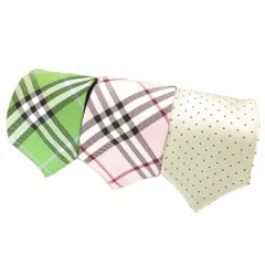 バーバリー ロンドン BURBERRY LONDON ネクタイ 3点セット まとめ 絹 シルク グリーン ピンク チェック柄 ドット柄 /UO