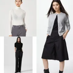 新品／タグ付き 8seconds エイトセカンズ UNIQLO ユニクロ タートルネックTシャツ スラックス ズボン カーディガン