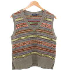 ポロ ラルフローレン POLO RALPH LAUREN 美品 ニットベスト 絹 シルク M マルチカラー Vネック 幾何学模様 /YJ ■GY61