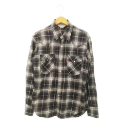 リーバイス レッドタブ Levi's RED TAB シャツ M グレー ベージュ チェック柄 長袖 ウエスタンヨーク /MN7 ■GY60