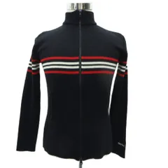 ダナキャランニューヨーク DKNY ニットジャケット スタンドカラー ミドル丈 S 黒 ブラック ライン ダブルジップ /HO18 ■GY61