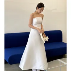 【新品・未使用】スタジオ撮影用 ホワイト ストラップレス フレンチ ウェディングドレス