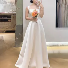 [新品・未使用] バンケットに最適な、スリットネック ハイウエスト ブライダル トラベルフォト ウェディングドレス。