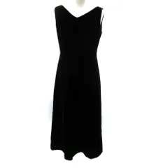 FUNQUETH ワンピース 11 黒 ブラック ベルベット Vネック ノースリーブ マキシ丈 ロング丈 /SM18 ■GY61