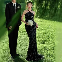 【新品・未使用】ウェディングドレス　ミドル丈　ストラップレス　ハイスリーブ　アメリカンスタイル　ウェディングドレス/パフスカート