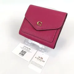 ★未使用 COACH コーチ ウィン スモールウォレット 三つ折り財布 レディース レザー ミニ財布 コンパクト ピンク系 小銭入れあり 極美品