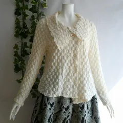 新品 9511 ML 膨れジャガード 綿混 ジャケット アイボリー 春 夏 秋 レディース サイドウェイカラー アシンメトリー 50代 60代 70代