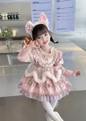 【特価】人気商品★【仲夏梦漫】 子供服ロリータ女の子プリンセススカート秋冬 洋風子供レイナベル冬の女の子誕生日スカート+髪飾り CCS129P136