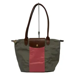 LONGCHAMP(ロンシャン) ショルダーバッグ ル・プリアージュオリジナル グレー×ピンク×ダークブラウン 折りたたみ レザー