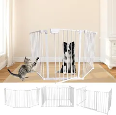 NODIBRO 5面 ハースゲート 折りたたみ 犬 ペットサークル 扉付き 形組み換え可能 フェンス 室内 自立式 ストーブガード レイアウト自由 玄関 階段 犬用 子ども ペット用 丈夫 日本語取扱説明書付き（ブラック)` ed8c17a6