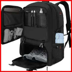 国内 男女兼用 アウトドア キャンプ 海外 防水 軽量 ビジネス 旅行 ラップトップコンパートメント リュックサック トラベルバック 出張 機内持ち込み 拡張可能 リュック 防災 靴収納 大容量 バックパック 黒 登山リュック [TORIBIO]