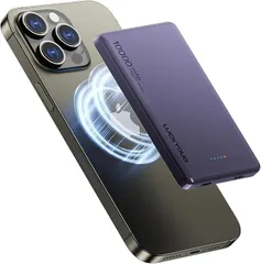 LUCKYDUO Magon モバイルバッテリー 10000mAh 大容量 12MM軽量 薄型 コンパクトモバ充 PD20W急速充電 置くだけ充電 ワイヤレス出力 15W for Android/7.5W iPhone pse認証済 (パープル)