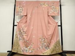 D804 訪問着 枝垂れ桜 金駒刺繍 正絹 着物 袷 未使用極美品 - メルカリ