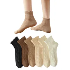 【特価セール】ショートソックス 通気性 婦人用 無地 夏用 スニーカー くるぶしソックス フリル靴下 女性 女子 綿 レディース レディース くつした くつ下 おしゃれ 可愛い 6足セット 春夏 蒸れない19-24㎝ かわいいソックス くるぶし 靴下 [Yan