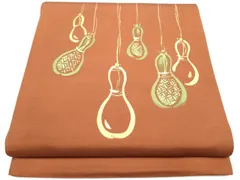 平和屋着物●塩瀬　九寸名古屋帯　手描き　瓢箪　金彩　正絹　逸品　CABD0717hy