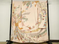 平和屋着物●創業460年・千總　振袖　駒刺繍　束ね熨斗飛鶴吉祥花文　金彩　正絹　逸品　CABD0136utのサムネイル