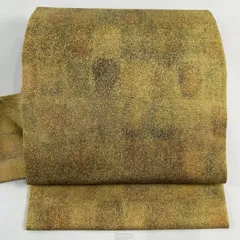 【在庫一掃】 名古屋帯 美品 秀品 幾何学模様 黄土色 正絹 【中古】