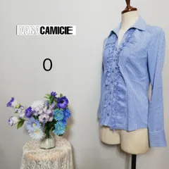 ナラカミーチェ　美品　ストレッチ有　長袖ブラウス　ストライプ柄　フリル