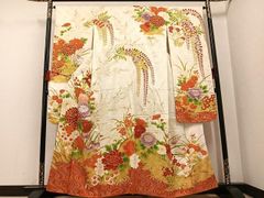 8152 白 振袖 着物 正絹 おしゃれ 百花繚乱 難あり - メルカリ