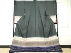 平和屋着物●色留訪問着　お召地　寿光織　横段文　金糸　ますいわ屋扱い　ロング丈　正絹　逸品　AABG2699cs