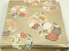 平和屋本店▼六通柄袋帯　唐織　花鳥文　加賀乃美　本金二丁箔　正絹　逸品　DABA9933sf