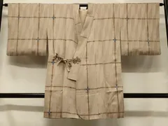 平和屋着物＃道中着　格子柄　ロング丈　正絹　逸品　CABC4888in