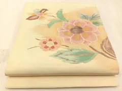 平和屋着物◎太鼓柄袋帯　すくい織　枝花文　正絹　逸品　未使用　BAAW5415hj