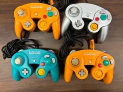 【純正・まとめ売り】Nintendo ゲームキューブ コントローラー 4点セット｜オレンジ×2・シルバー・エメラルドブルー｜GC対応 任天堂 正規品 有線コントローラー