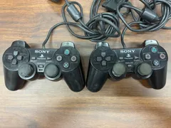 【純正・2点セット】SONY PlayStation デュアルショックコントローラー 有線 2個まとめ売り｜PS1／PS2対応｜ソニー純正 正規品 ブラック