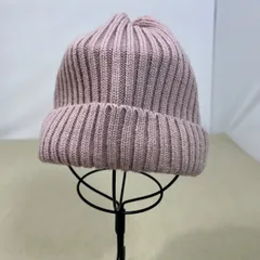 林八百吉 ニット帽 アクリル100％ リブ編み サイズ56–58cm 無地 シンプル ビーニー くすみピンク