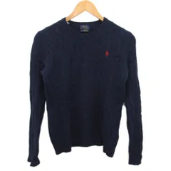 ポロ ラルフローレン POLO RALPH LAUREN ケーブルニット セーター カシミヤ混 ポニー刺繡 紺 ネイビー S