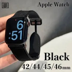 【ブラック】Apple Watchバンド 本革 高品質 42/44/45mm対応