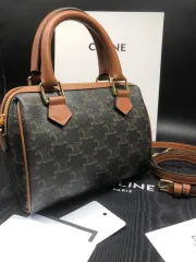 セリーヌ 小さめ サイズ ロゴ プリント ボストン バッグ