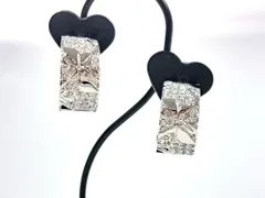 美品　スワロフスキー　SWAROVSKI　ダブルスワン　クリスタル　ハーフフープ　イヤリング　縦：2cm　シルバーカラー　送料無料