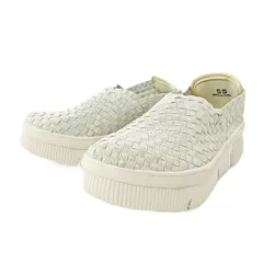 ゴムゴム gomu56 美品 スリッポン 編み込み シューズ スニーカー SS 21.5cm シルバー 1007