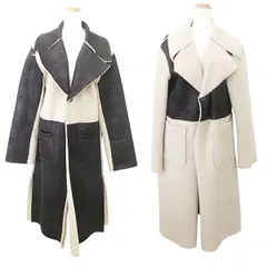 エモダ EMODA リバーシブル フェイクムートン コート バイカラー アウター F 黒 ブラック ベージュ