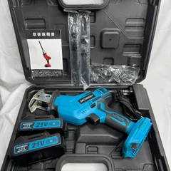 SKOVENSY 21V 充電式レシプロソー バッテリー2個 替刃8本 動作確認済 ケース 保護メガネ付 電動のこぎり 剪定 解体 工具