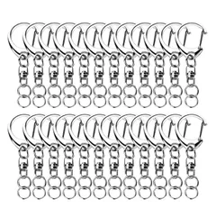 キーホルダー金具 100個入 ワンタッチキーホルダー ナスカン 回転カン 丸カン付き ハンドメイド キーホルダーパーツ DIY 手作り 全長5.5cm シルバー