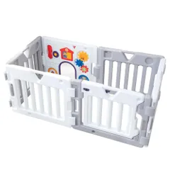 【ラスト1点】ベビーサークル ミュージカルキッズランドDXⅡ 日本育児 ホワイト＆グレー