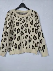 ヒョウ柄 クロップド ニットTシャツ 66前後