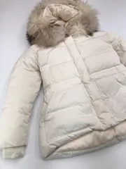 eimy istoire エイミーイストワール ブロッキングカラーファーダウン ジャケット sizeS/アイボリー ◆■レディース