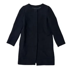 Noble ノーカラーコート ブラック 36 レディース 上品【ZK82】