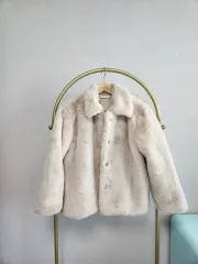 アイボリー ファー ジャケット ショート コート