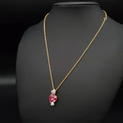 SWAROVSKI スワロフスキー ネックレス クリスタル ラインストーン ハート ゴールドカラー ピンク 上品 可愛い 華奢 フェミニン ギフト プレゼント 贈り物