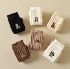 クマ 刺繍 厚手 ゴージ 靴下 6足 1セット SET 15